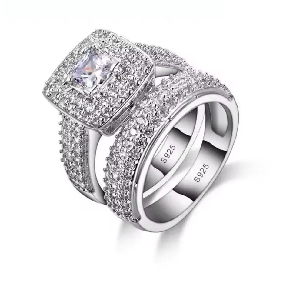 Silver Halo Ring Set